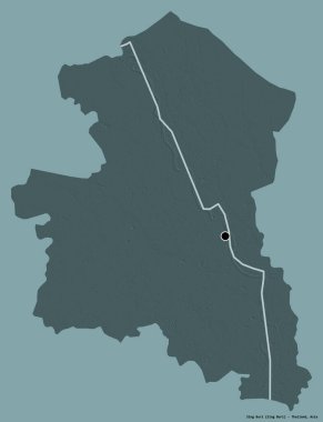 Tayland 'ın Sing Buri şehrinin başkenti, koyu renk arka planda izole edilmiştir. Renkli yükseklik haritası. 3B görüntüleme