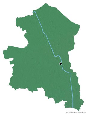 Tayland 'ın Sing Buri şehrinin başkenti beyaz arka planda izole edilmiştir. Topografik yardım haritası. 3B görüntüleme