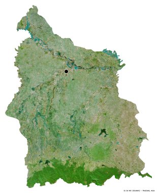 Tayland 'ın başkenti Si Sa Ket' in beyaz arka planda izole edilmiş hali. Uydu görüntüleri. 3B görüntüleme