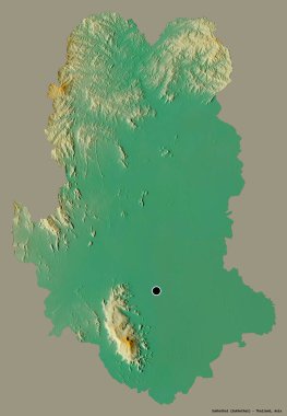 Tayland 'ın Sukhothai eyaleti, başkenti katı renk arkaplanı ile izole edilmiştir. Topografik yardım haritası. 3B görüntüleme