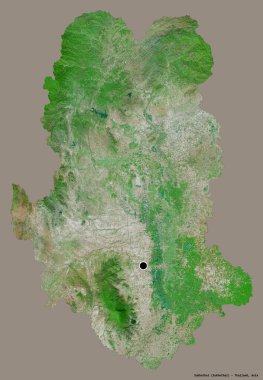 Tayland 'ın Sukhothai eyaleti, başkenti katı renk arkaplanı ile izole edilmiştir. Uydu görüntüleri. 3B görüntüleme