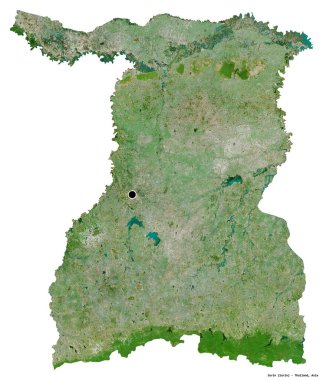 Tayland 'ın Surin eyaleti, başkenti beyaz arka planda izole edilmiştir. Uydu görüntüleri. 3B görüntüleme