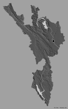 Tayland 'ın başkenti Tak' ın katı renk arkaplanı ile izole edilmiş şeklidir. Çift seviyeli yükseklik haritası. 3B görüntüleme
