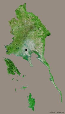 Tayland 'ın Trat eyaleti, başkenti katı renk arkaplanı ile izole edilmiştir. Uydu görüntüleri. 3B görüntüleme