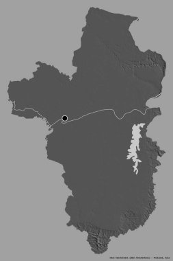 Tayland 'ın başkenti Ubon Ratchathani' nin katı renk arkaplanı ile izole edilmiş hali. Çift seviyeli yükseklik haritası. 3B görüntüleme