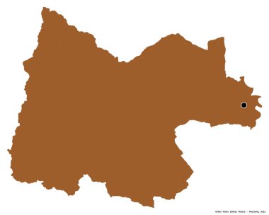Tayland 'ın başkenti Uthai Thani' nin beyaz arka planda izole edilmiş hali. Desenli dokuların bileşimi. 3B görüntüleme