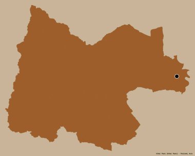 Tayland 'ın başkenti Uthai Thani' nin katı renk arkaplanı ile izole edilmiş hali. Desenli dokuların bileşimi. 3B görüntüleme