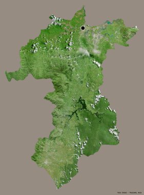 Tayland 'ın Yala eyaleti, başkenti katı renk arkaplanı ile izole edilmiştir. Uydu görüntüleri. 3B görüntüleme