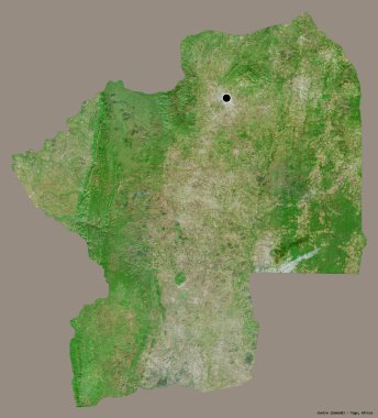 Merkez 'in şekli, Togo bölgesi, sermayesi katı renk arkaplanı ile izole edilmiş. Uydu görüntüleri. 3B görüntüleme