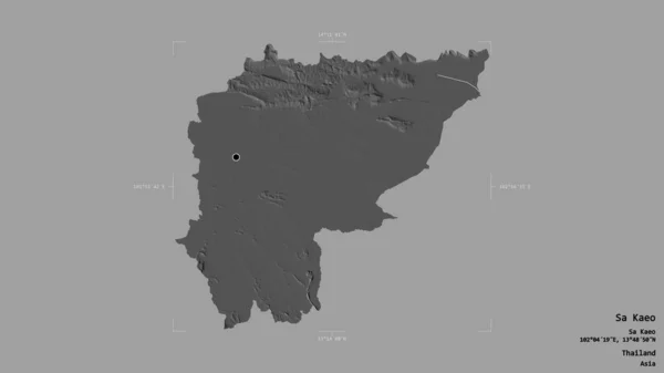 泰国沙缴地区 在一个地理参考方块中 被坚实的背景隔离 Bilevel高程图 3D渲染 — 图库照片