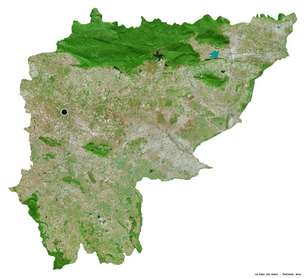 Tayland 'ın başkenti Sa Kaeo' nun beyaz arka planda izole edilmiş hali. Uydu görüntüleri. 3B görüntüleme