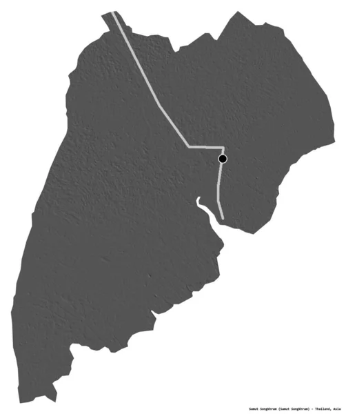 Форма Самута Сонгкрама Провинция Таиланд Столицей Изолированной Белом Фоне Карта — стоковое фото