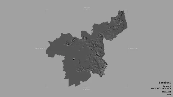 Oblast Saraburi Provincie Thajsko Izolované Pevném Pozadí Georeferencované Hraniční Oblasti — Stock fotografie