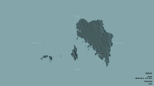 Територія Сатуна Провінції Таїланд Ізольована Твердому Тлі Обтічному Ящику Етикетки — стокове фото