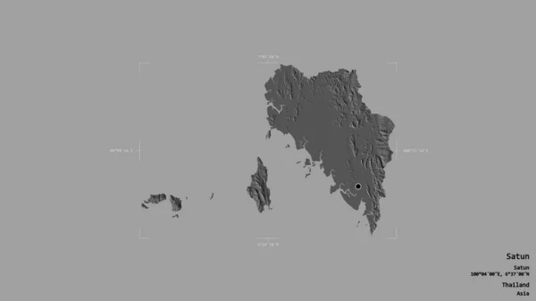 泰国萨顿的一个地区 在一个地理参考方块中被坚实的背景隔离 Bilevel高程图 3D渲染 — 图库照片