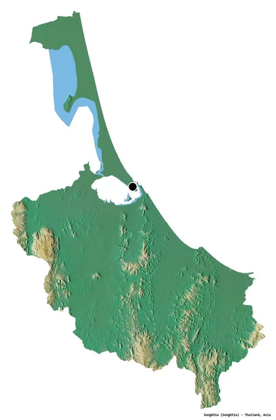 Tayland Songkhla Eyaleti Başkenti Beyaz Arka Planda Izole Edilmiştir Topografik — Stok fotoğraf