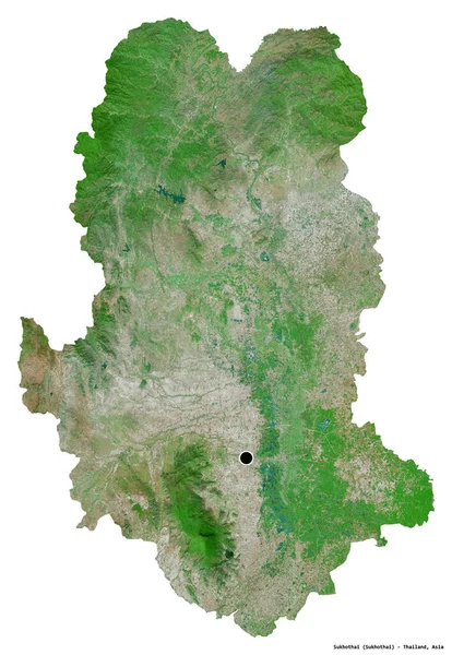 タイ王国の首都スコータイ県の形状は 白い背景に隔離されています 衛星画像 3Dレンダリング — ストック写真