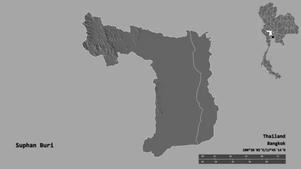 Форма Суфан Бурі Провінція Таїланд Столицею Ізольованою Твердому Тлі Масштаб — стокове фото
