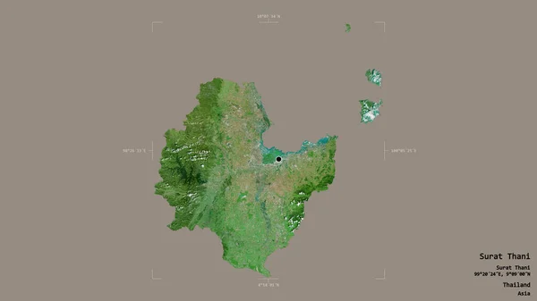 Obszar Surat Thani Prowincja Tajlandii Odizolowany Solidnym Tle Georeferencyjnym Polu — Zdjęcie stockowe