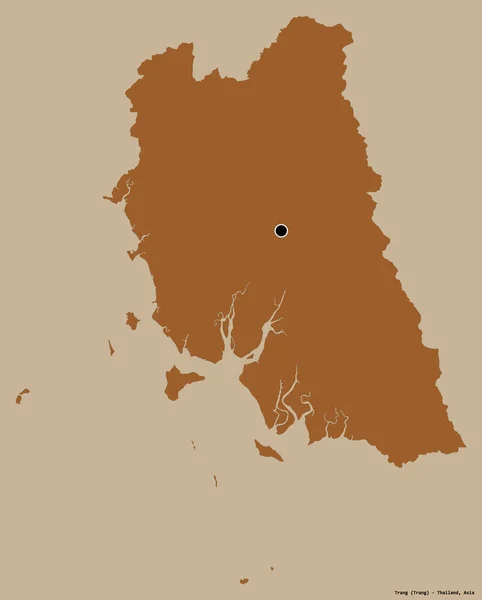 Kształt Trang Prowincja Tajlandii Jego Kapitału Izolowane Stałym Tle Koloru — Zdjęcie stockowe