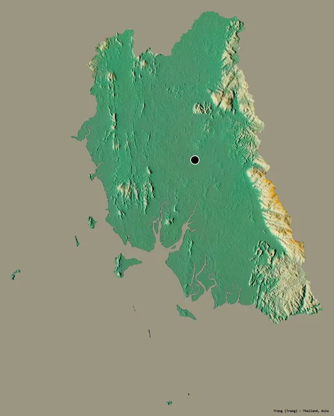 Kształt Trang Prowincja Tajlandii Jego Kapitału Izolowane Stałym Tle Koloru — Zdjęcie stockowe