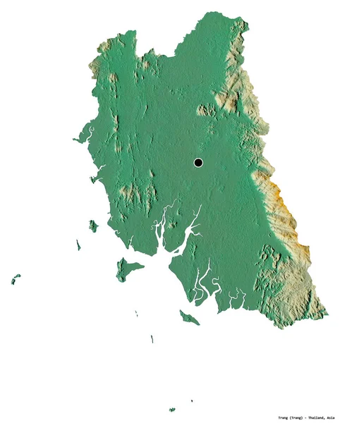 Form Trang Provinsen Thailand Med Dess Huvudstad Isolerad Vit Bakgrund — Stockfoto