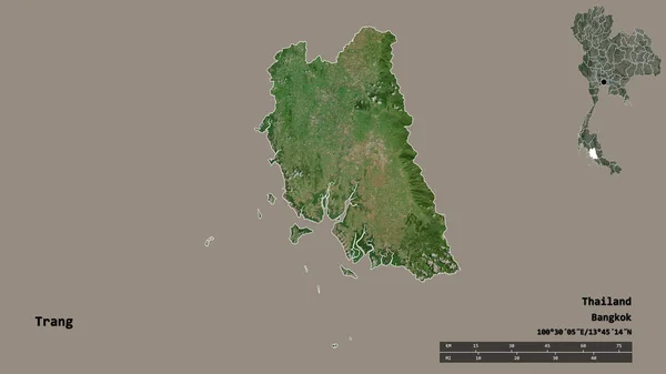 Forma Trang Provincia Della Thailandia Con Suo Capoluogo Isolato Uno — Foto Stock