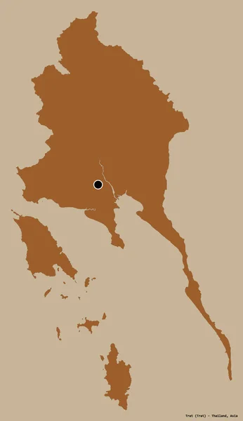 タイの省であるTratの形は その首都をしっかりとした色の背景に隔離しています パターン化されたテクスチャの構成 3Dレンダリング — ストック写真