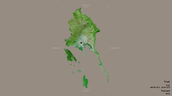 Obszar Trat Prowincja Tajlandii Odizolowany Solidnym Tle Georeferencyjnym Polu Granicznym — Zdjęcie stockowe
