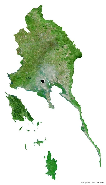 タイの州であるトラットの形で 首都は白い背景に隔離されています 衛星画像 3Dレンダリング — ストック写真