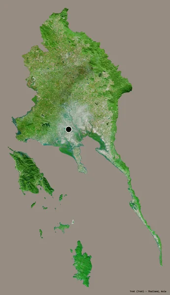 Forma Trat Provincia Tailandia Con Capital Aislada Sobre Fondo Color —  Fotos de Stock
