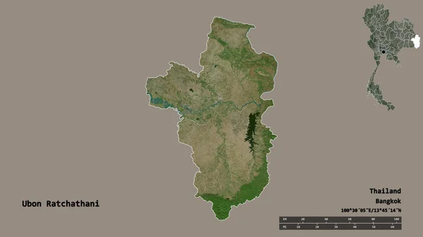 Forma Ubon Ratchathani Provincia Tailandia Con Capital Aislada Sobre Fondo — Foto de Stock