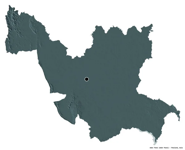 泰国乌顿 萨尼的形状 其首都被白色背景隔离 彩色高程图 3D渲染 — 图库照片