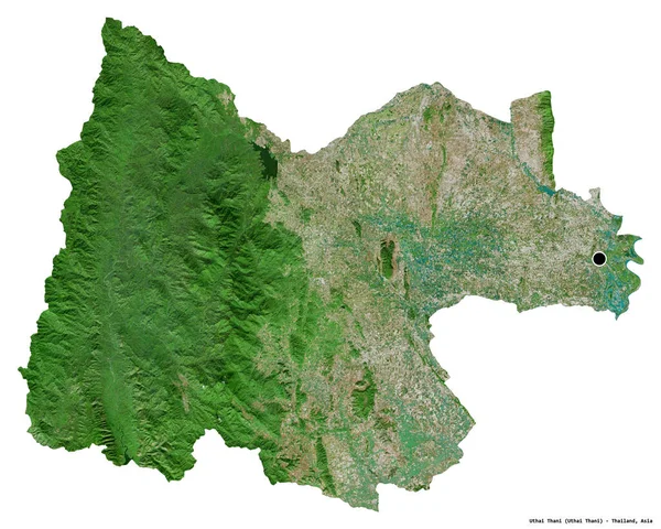タイの省であるウタイ タニーの形で 首都は白い背景に孤立しています 衛星画像 3Dレンダリング — ストック写真