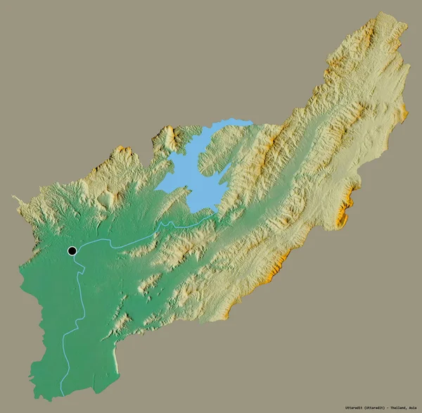 Форма Уттарадита Провинция Таиланд Столицей Изолированной Прочном Цветном Фоне Топографическая — стоковое фото