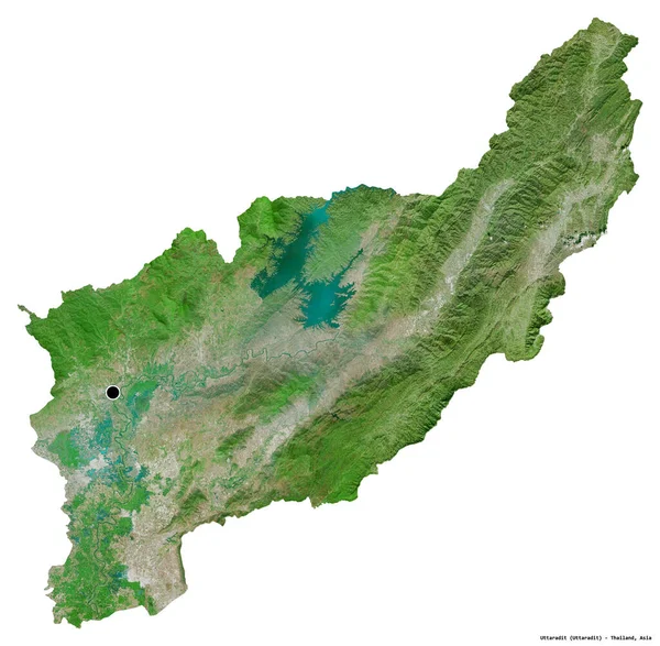 Форма Уттарадіт Провінція Таїланд Столицею Ізольованою Білому Тлі Супутникові Знімки — стокове фото