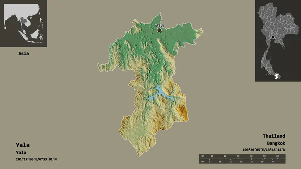 Форма Яла Провинция Таиланд Столица Шкала Расстояний Предварительные Просмотры Метки — стоковое фото