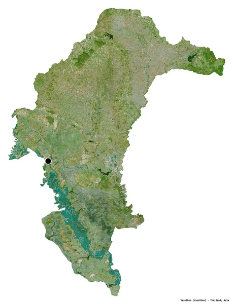 タイの州ヤソンの形で その首都は白い背景に隔離されています 衛星画像 3Dレンダリング — ストック写真