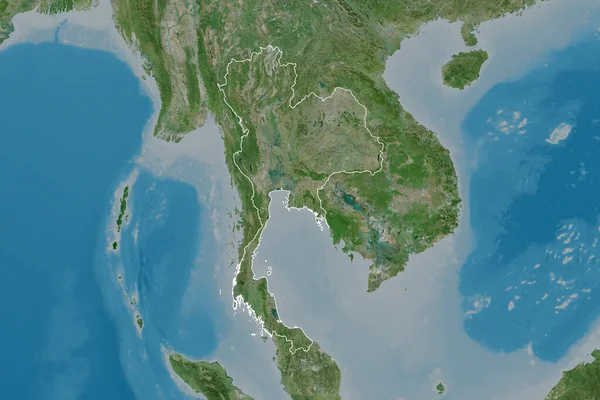 Расширенная Территория Очерченного Таиланда Спутниковые Снимки Рендеринг — стоковое фото