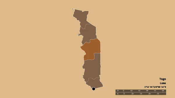 Forme Désaturée Togo Avec Capitale Principale Division Régionale Zone Séparée — Photo