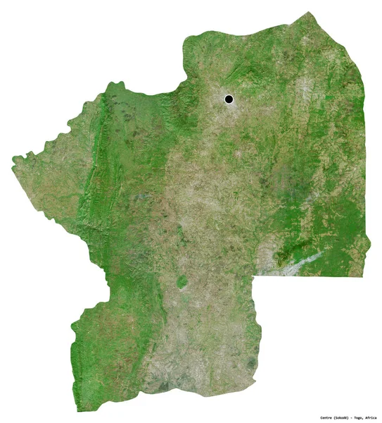 白い背景に首都が孤立しているトーゴ地方の中心部の形 衛星画像 3Dレンダリング — ストック写真
