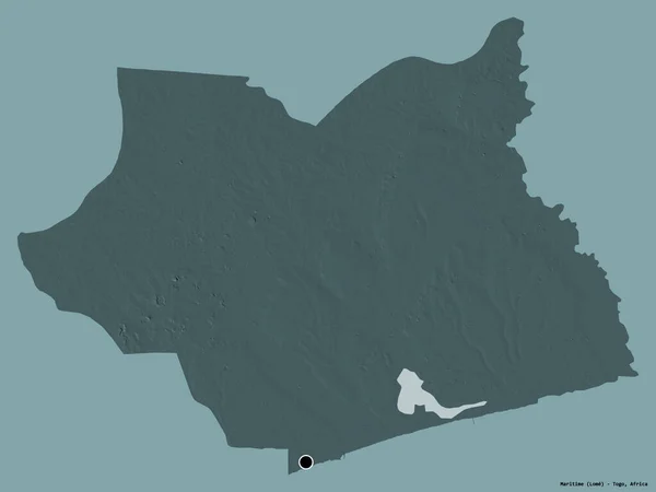 Form Maritime Regionen Togo Med Sin Huvudstad Isolerad Solid Färg — Stockfoto