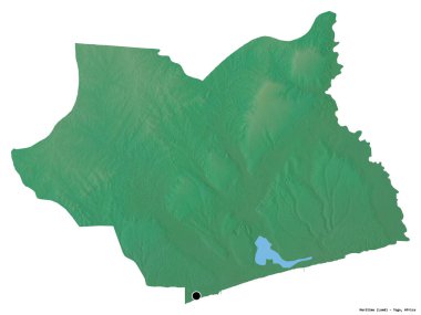 Togo Bölgesi 'nin başkenti beyaz arka planda izole edilmiş olan Denizcilik Biçimi. Topografik yardım haritası. 3B görüntüleme