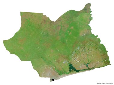 Togo Bölgesi 'nin başkenti beyaz arka planda izole edilmiş olan Denizcilik Biçimi. Uydu görüntüleri. 3B görüntüleme