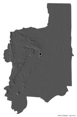 Togo Bölgesi 'nin başkenti, beyaz arka planda izole edilmiş plato şeklindedir. Çift seviyeli yükseklik haritası. 3B görüntüleme