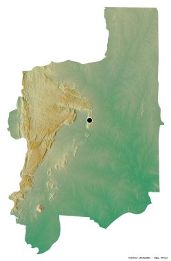 Togo Bölgesi 'nin başkenti, beyaz arka planda izole edilmiş plato şeklindedir. Topografik yardım haritası. 3B görüntüleme
