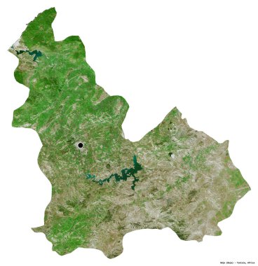 Tunus valisi Beja 'nın şekli, başkenti beyaz arka planda izole edilmiş. Uydu görüntüleri. 3B görüntüleme