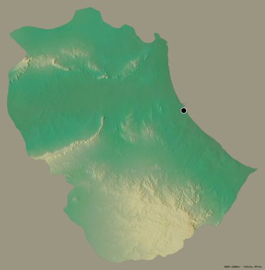 Tunus valisi Gabes 'in şekli, başkenti katı renk arka planında izole edilmiş. Topografik yardım haritası. 3B görüntüleme