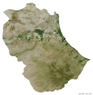 Tunus valisi Gabes 'in şekli, başkenti beyaz arka planda izole edilmiş. Uydu görüntüleri. 3B görüntüleme