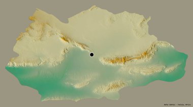 Tunus valisi Gafsa 'nın şekli, başkenti katı renk arka planında izole edilmiş. Topografik yardım haritası. 3B görüntüleme